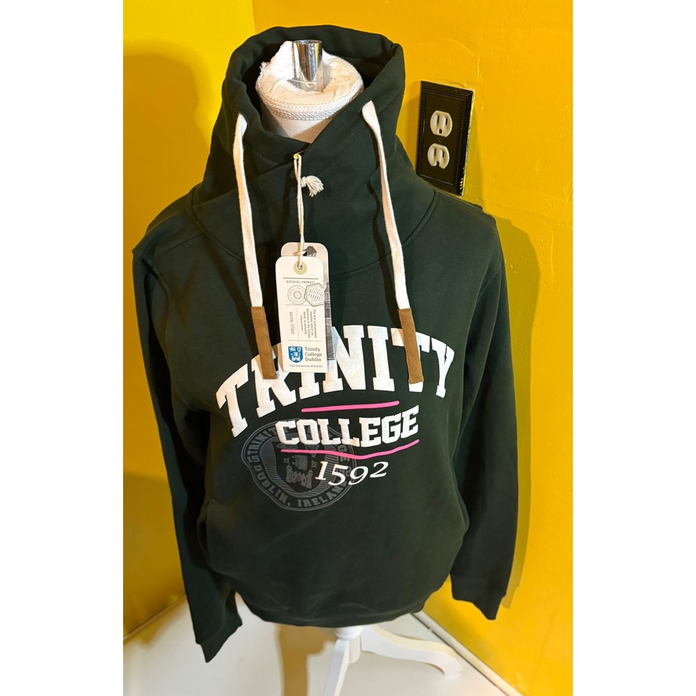 Women's Hoodie Ireland Trinity College Midnight Green Cotton Sweatshirt M NWT